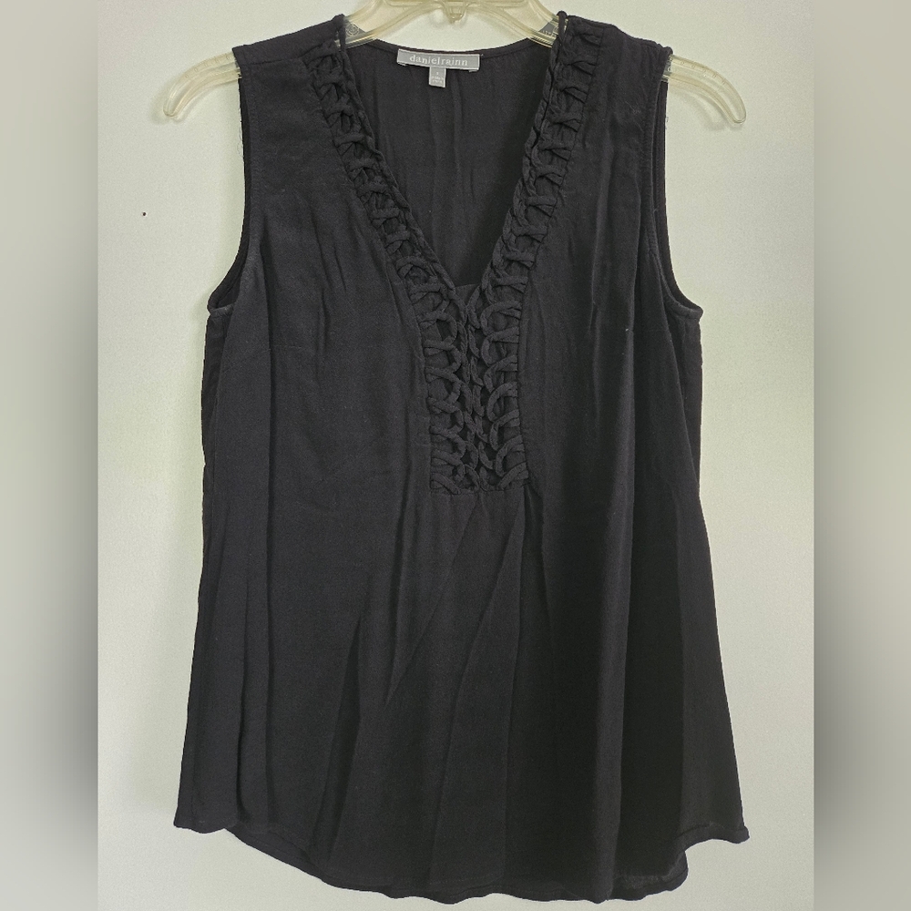 Daniel Rainn Black Tank Top with Braided Neckline